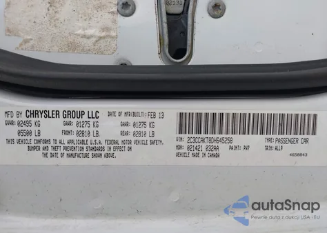 2013 Chrysler 300C Awd from USA, damaged, VIN 2C3CCAKT8DH645258